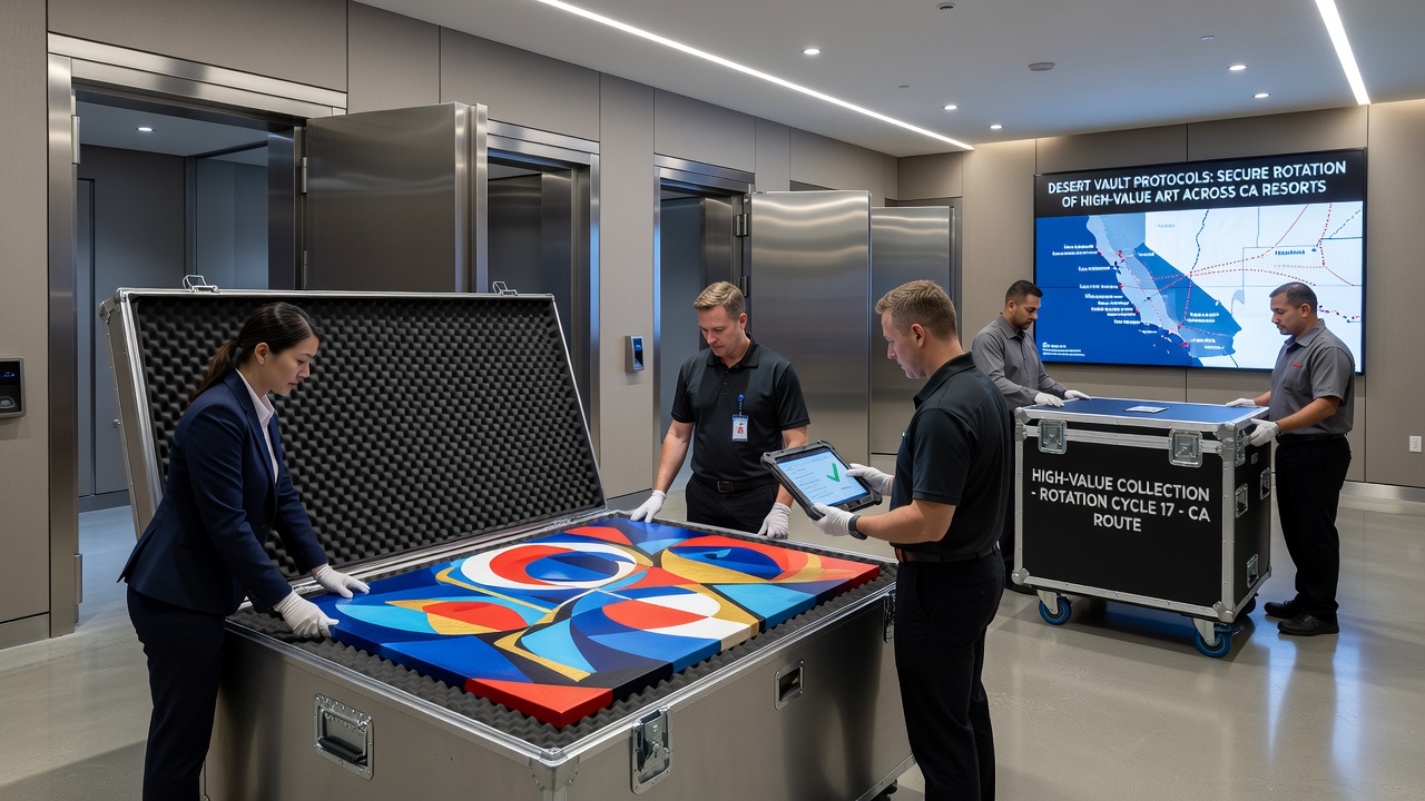 Art rotation process between Las Vegas resort vaults and casino display areas