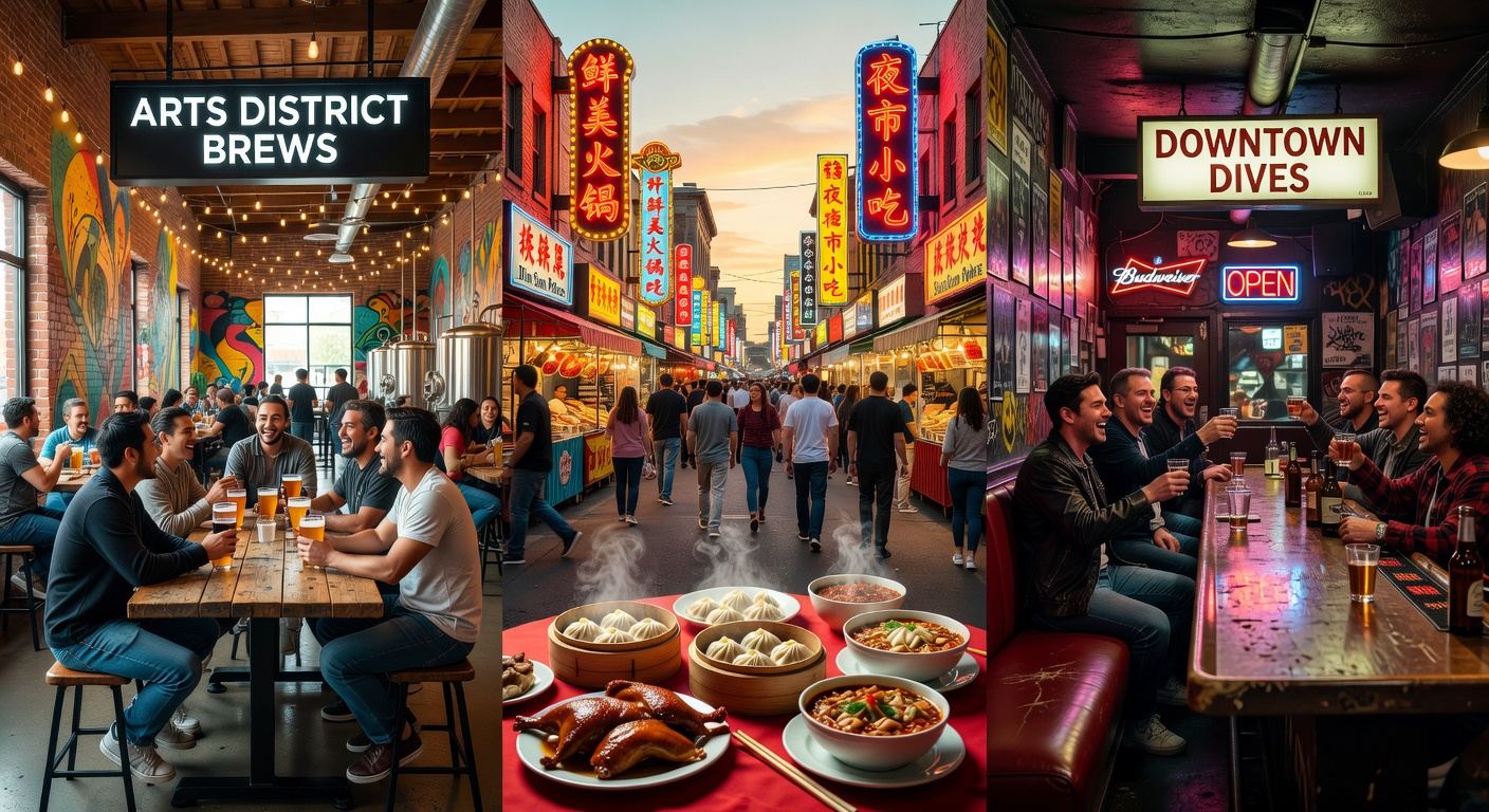 Steaming bowls of ramen and vibrant neon signs at a Chinatown eatery in Las Vegas