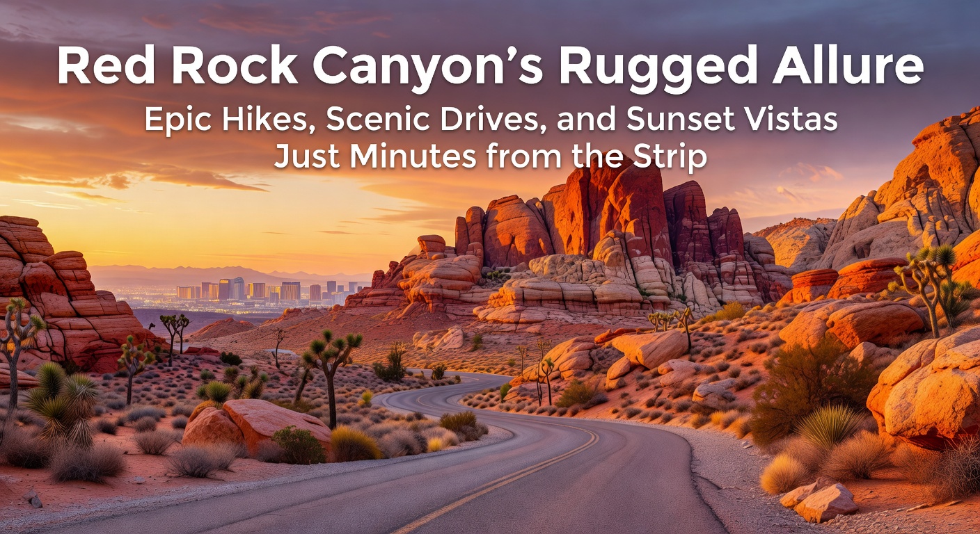 Towering red sandstone formations rise dramatically against a clear blue sky at Red Rock Canyon, showcasing the area's rugged cliffs and desert landscape just outside Las Vegas