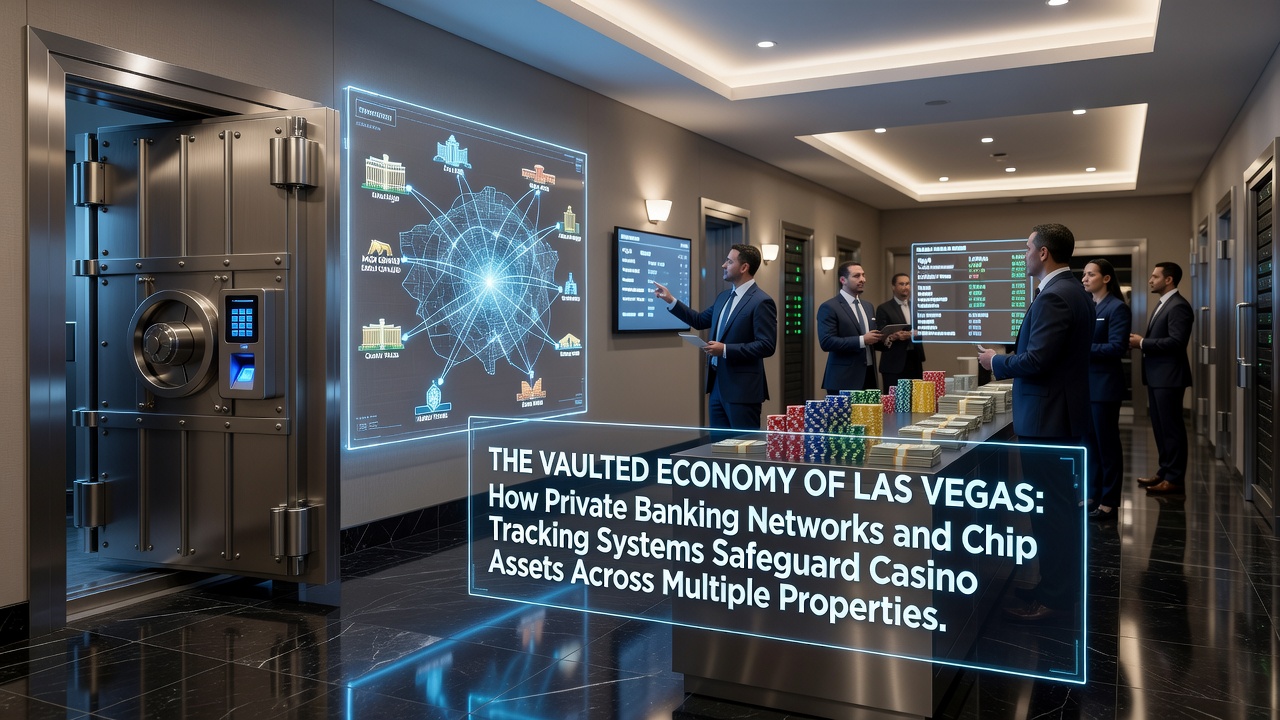 Las Vegas casino vault interior showing secure banking operations and asset management systems
